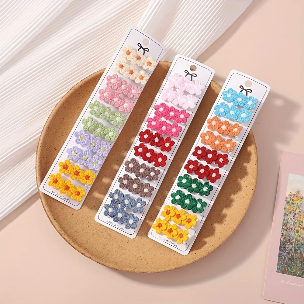 10Pcs/Set Baby Mini Flower Hair Clip Cute Hairpins for Toddler Children Girl Lovely Clips Barrettes Headwear Accessories Gifts