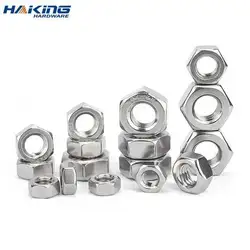 10pcs/lot 304 Stainless Steel Hex Hexagon Nuts DIN555 M2 M2.5 M3 M3.5 M4 M5 M6 M8 M10