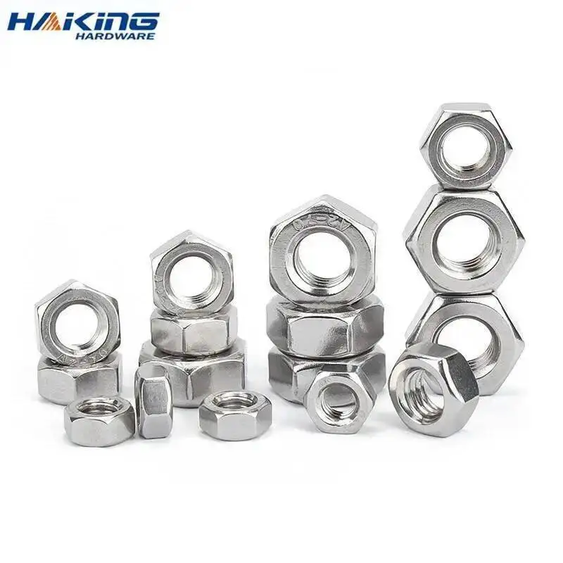 10pcs/lot 304 Stainless Steel Hex Hexagon Nuts DIN555 M2 M2.5 M3 M3.5 M4 M5 M6 M8 M10
