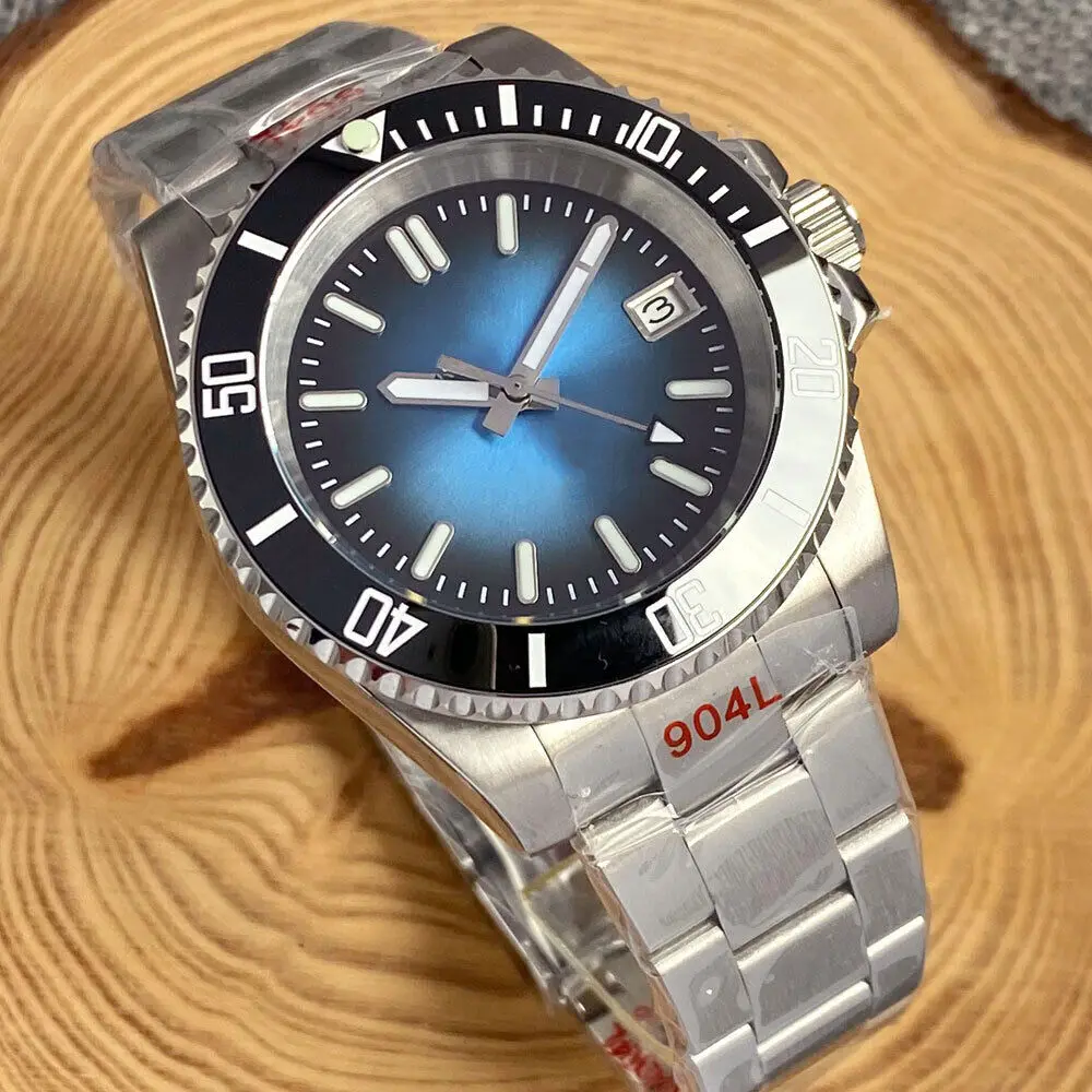 40MM Diving Tandorio  Black Blue Dial NH35A PT5000 Automatic  steel solid  oyster Men Watches