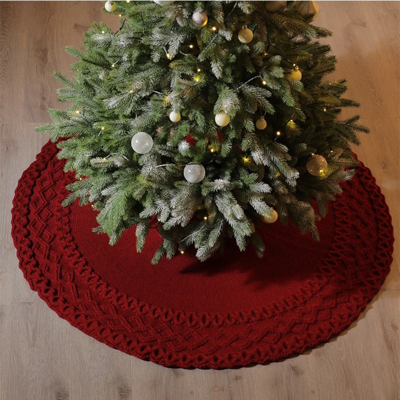 

White and Red Christmas Tree Skirt, Foot Carpet, Christmas Decoration for Home, 48Inch