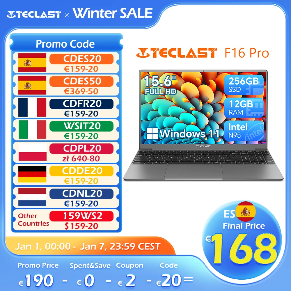 【New】 Teclast F16Pro Laptop 15.6 inch, 12GB + 256GB / 16GB + 512GB, for CPU Intel N95, IPS FHD 1080P screen, backlit keyboard