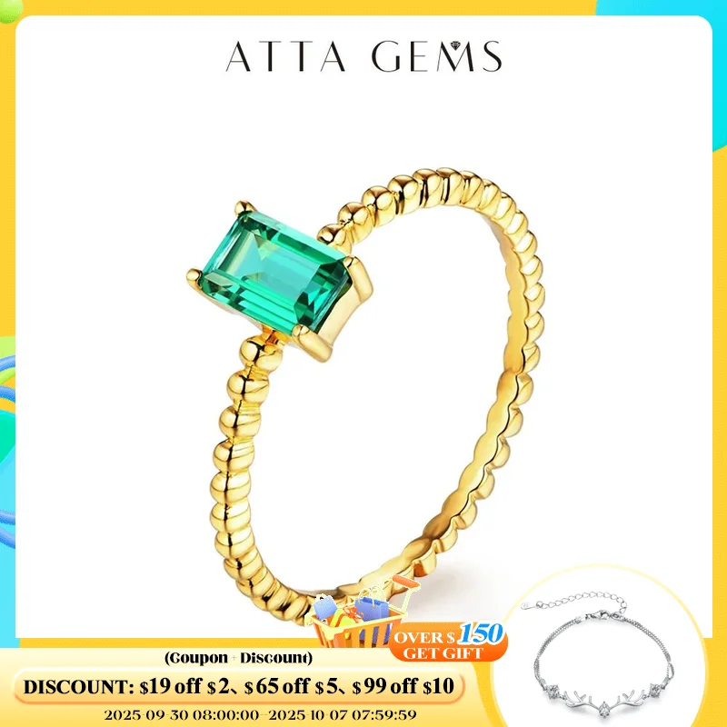

New Arrival Solid 925 Sterling Silver Rings for Women 6x4MM Emerald Gemstone Party 18K Yellow Gold Plated Fine Jewelry Ring