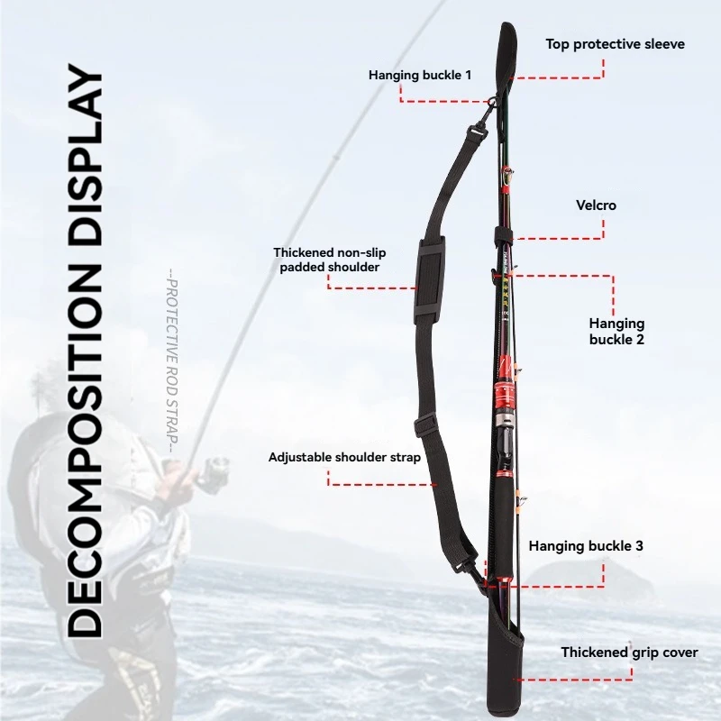 الصيد رود حقيبة التخزين في الهواء الطلق قابل للتعديل مرونة عالية المضادة للانزلاق الصيد رود تخزين حزام الصيد الملحقات #4