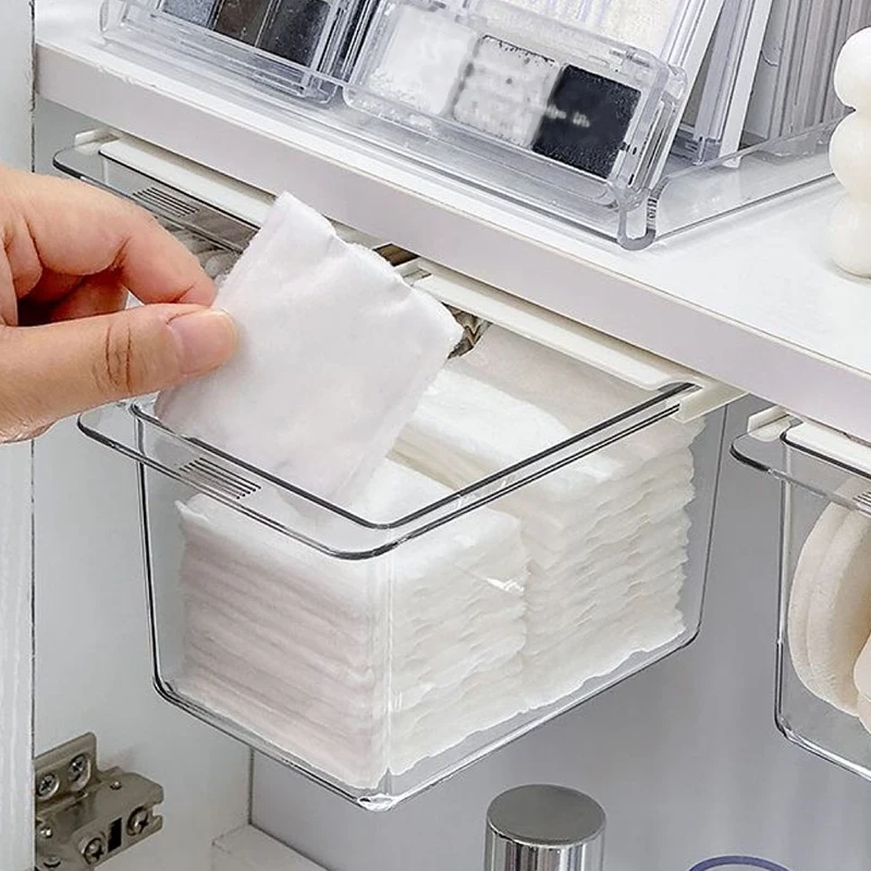 

2 Pcs Transparent Desk Drawer Organizers Box Makeup Organizer Clear Plastic Storage Box Cosmetic Cotton Pads Cosmetic Desk