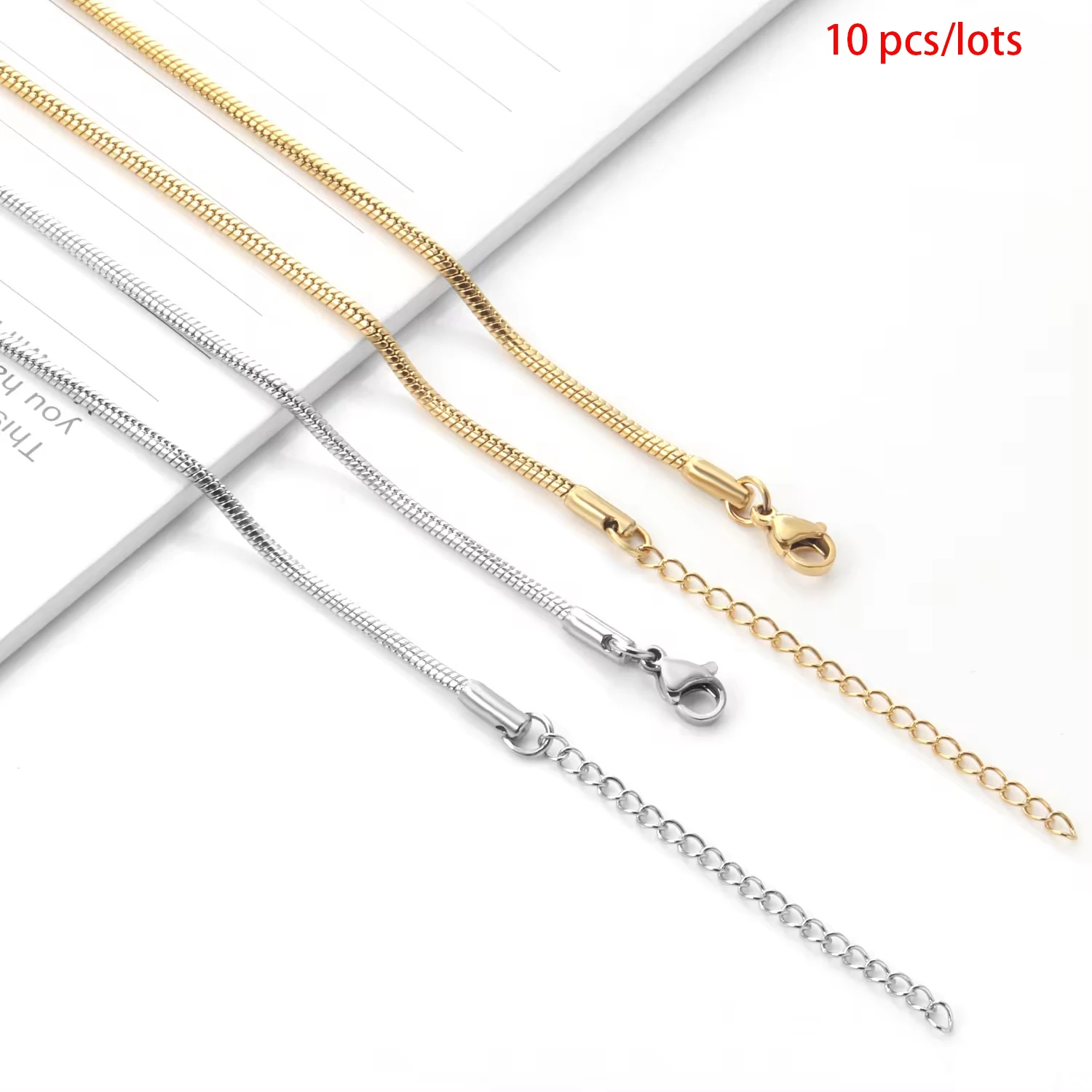 ASON Stainless Steel Chains Extender Jewelry 10Pcs/Lots Bulk Sale Gold Silver Color Rope Chains Snake Necklace Charm Wholesale