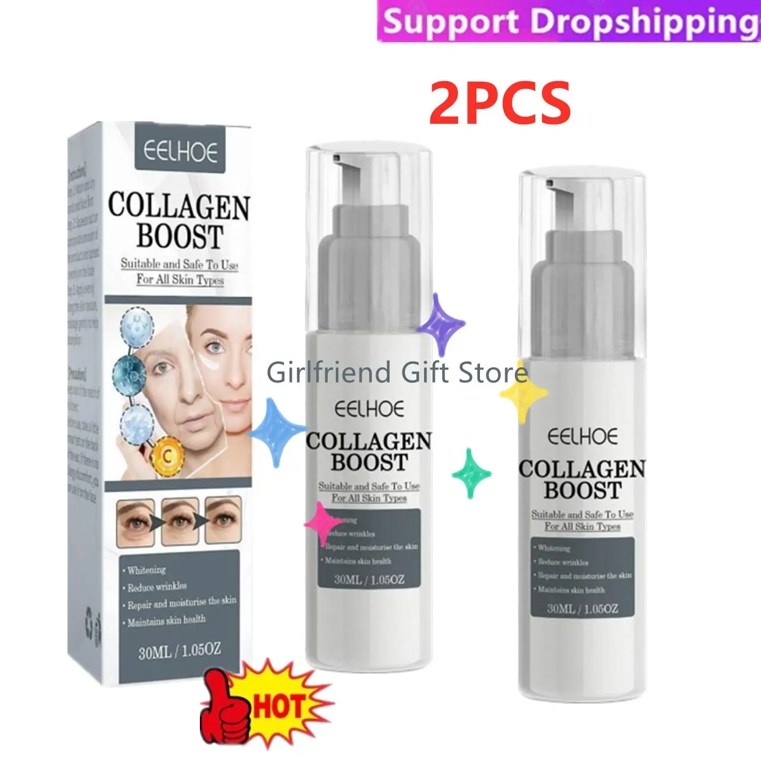 

2X Collagen Boost Anti-Aging Serum Dark Spot Corrector 30ml Spot Face Cream Pale Spot Dark Wrinkle Removal Removing Wholesale