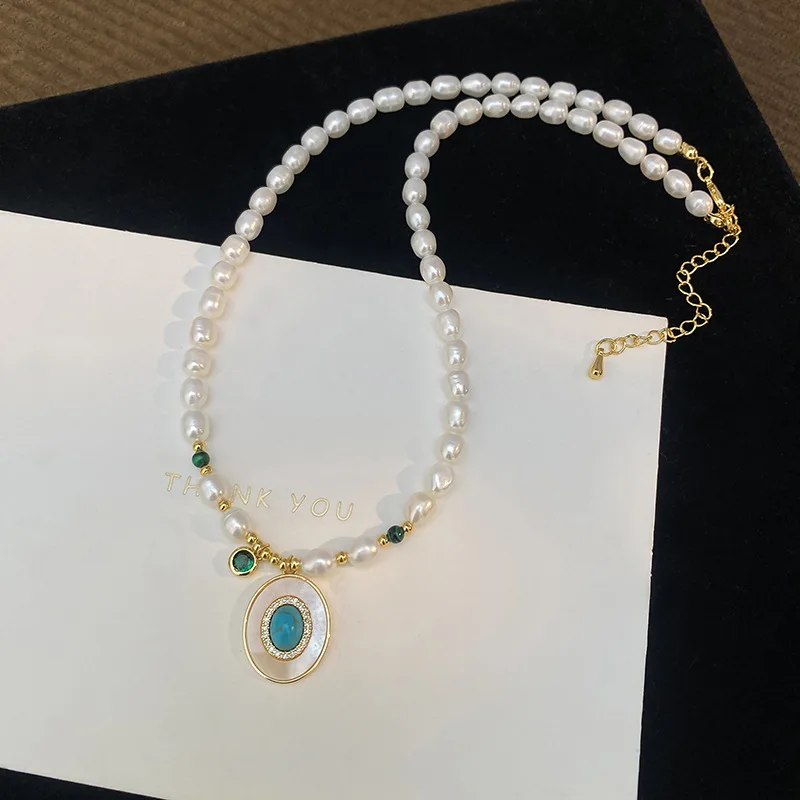 100% Natural Freshwater Pearl Turquoise Pendant 14K Gold Filled Female Necklace Jewelry Women Birthday Gifts No Fade 2027 New