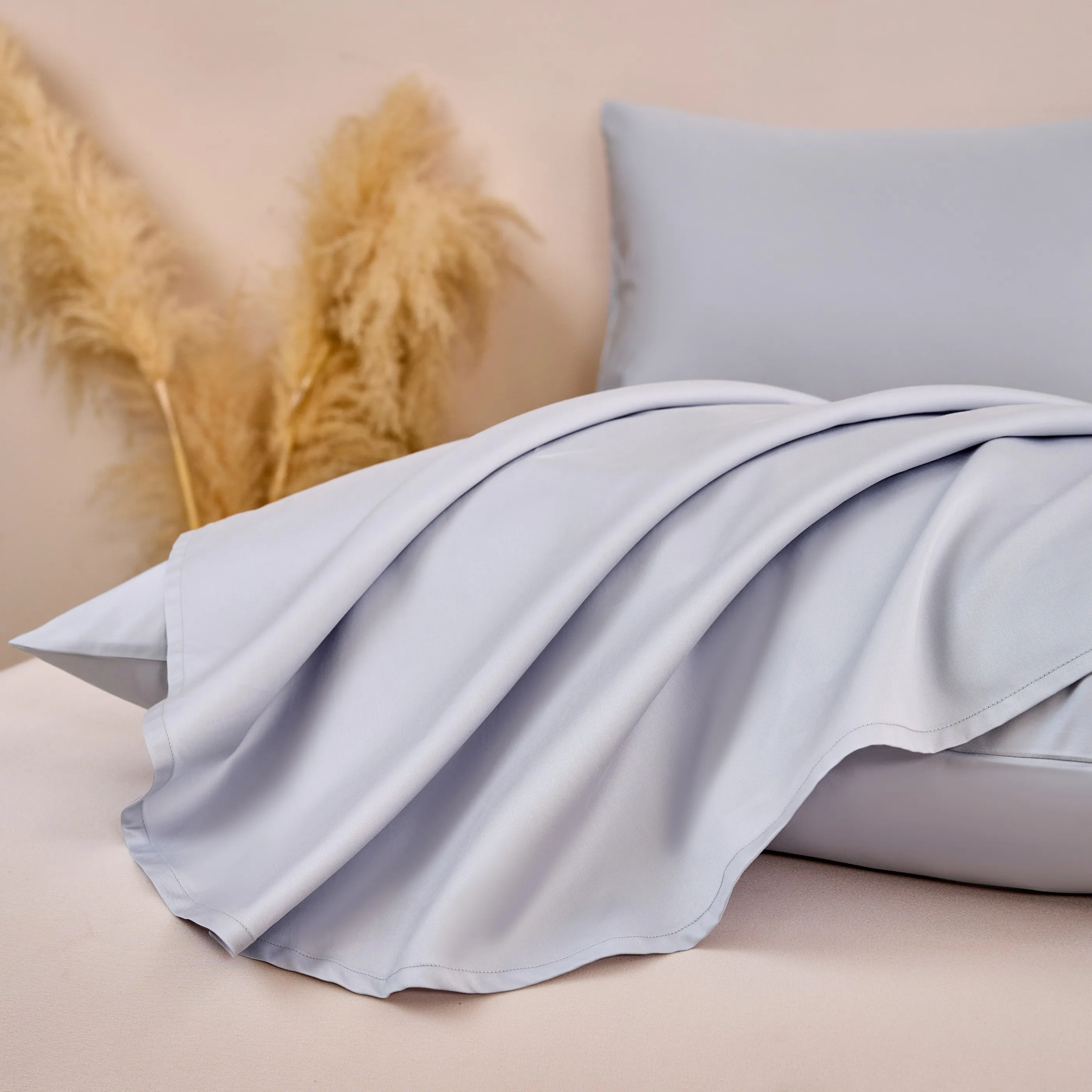 Solid Color 5 Pieces Cotton Bedding Set, High Density Duvet Cover with Flat Sheet, Fitted Sheet & Pillowcases, Queen King US Siz