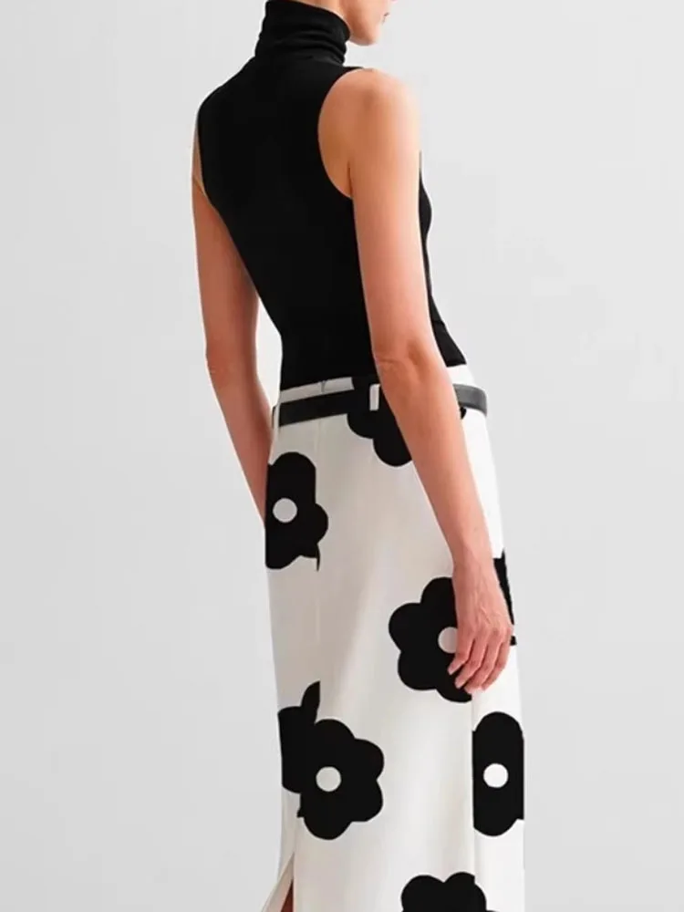 

Модные топы без рукавов и полуюбки с цветными блоками, новые летние комплекты с цветочным принтом, отпускные наряды, элегантные женские тонкие вечерние комплекты