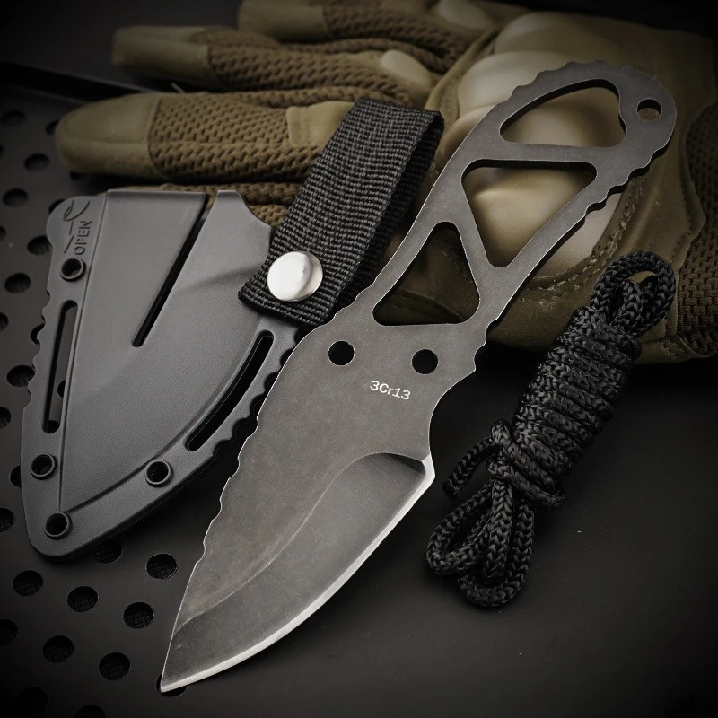 Outdoor Small Straight Knife Portable Neck Knife Sharp Multifunctional Field Survival Knife Portable EDC Tool Pocket