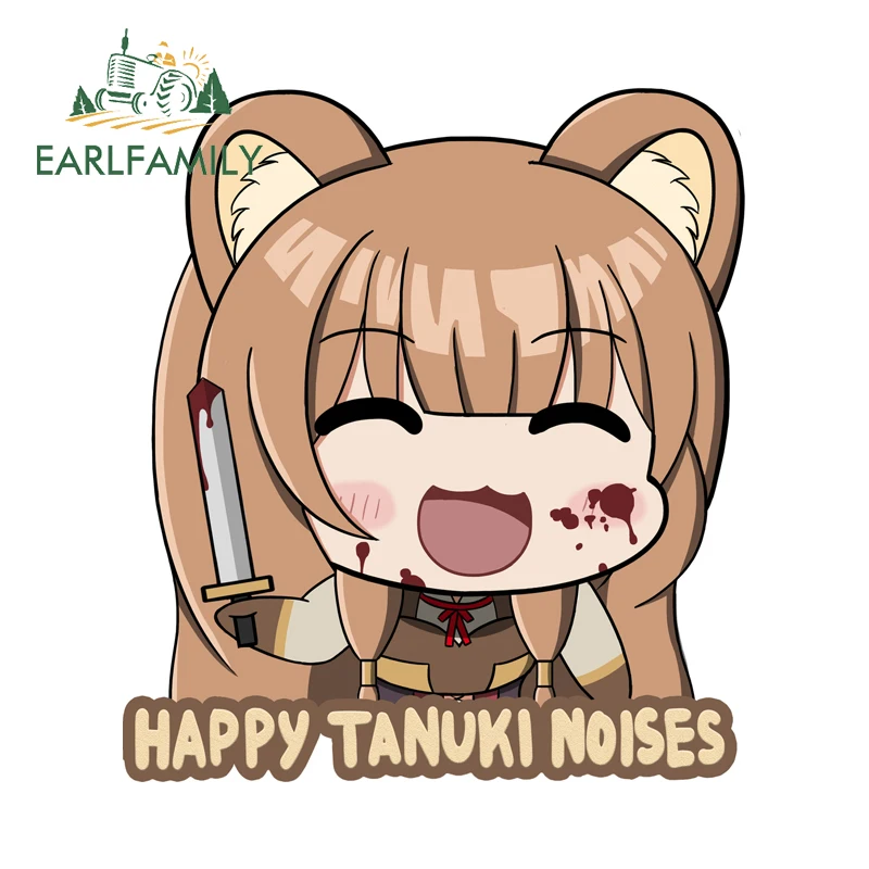 EARLFAMILY Raphtalia Funny Cartoon Meme Car Stickers Creative Interesting Design Decal Occlusion Scratch Nice Car Door Protector