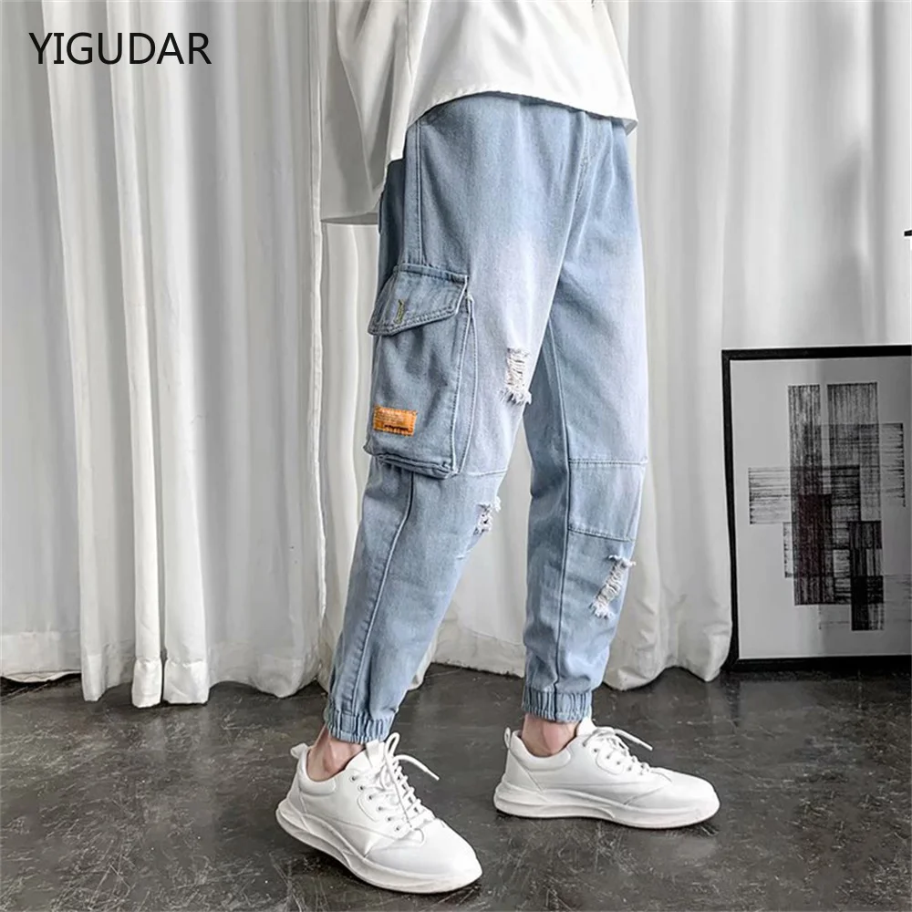 

New Streetwear Hip Hop Cargo Pants Men's Jeans Casual Pants Elastic Harun Pants Joggers Pants In Autumn And Spring Men Clothing