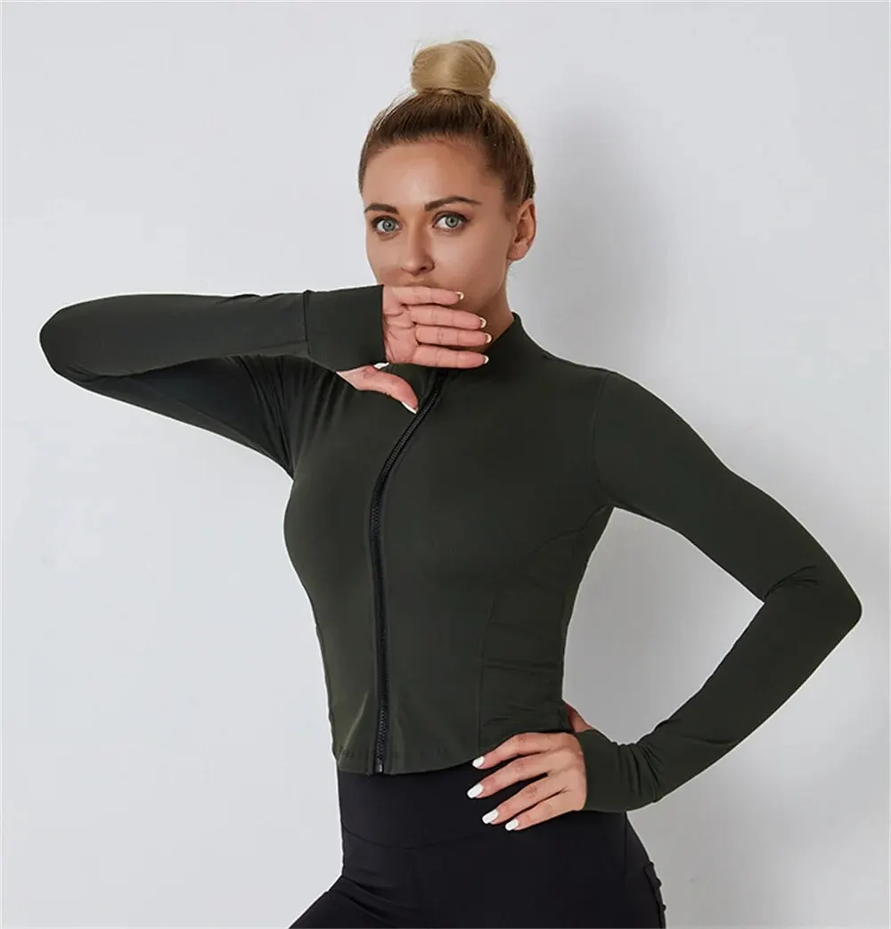 Yoga Clothes Women's Autumn and Winter Sports Tops Slim Slimming Zipper Casual Long-sleeved Jacket Outer Wear Running Fitness