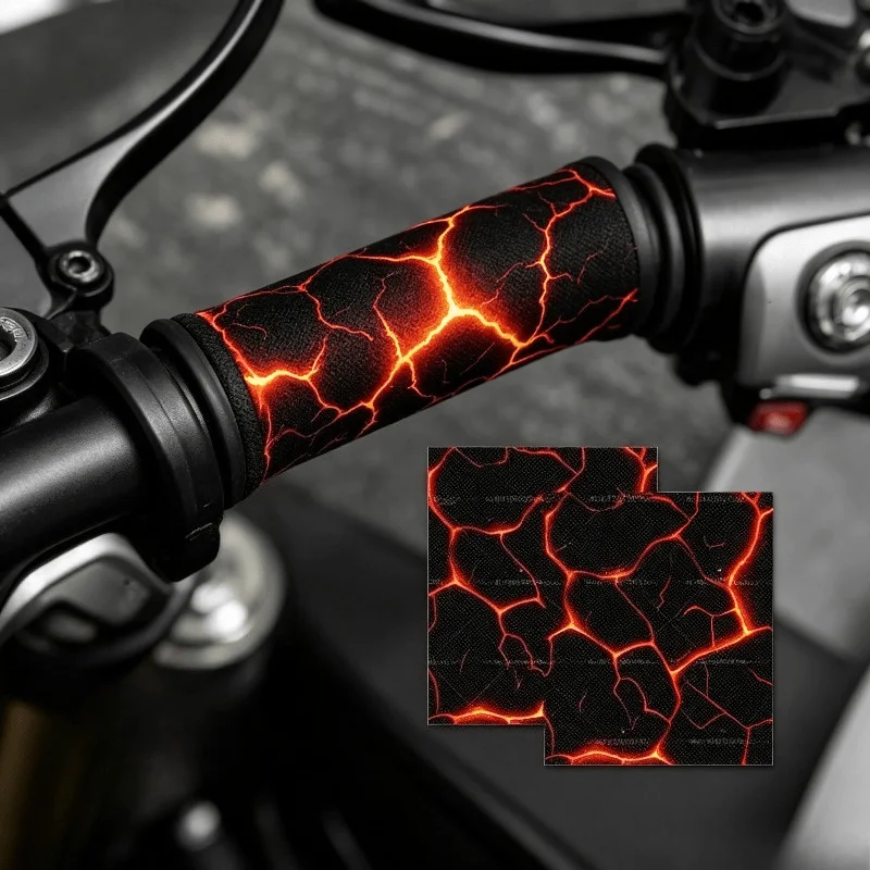 2Pcs 2D Flat Lightning Handlebar Vinyl Sticker, Waterproof Decal for Motorcycle Bike Handlebar Decor, Holiday Gift