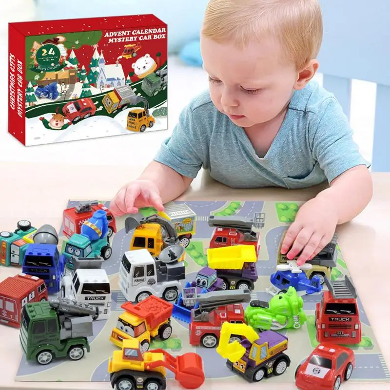 Advent Calendar Kids Toys 24Pcs Truck Car Engineering Vehicle Advent Calendars Educational Toys Christmas Gifts Stocking Stuffer