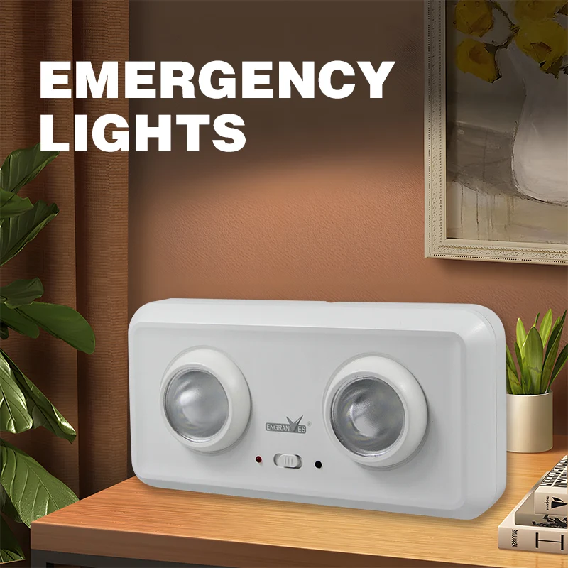 Emergency Light with Dual Adjustable LED Lamp Heads Wall Mounted Battery Backup Evacuation Lamp Handheld Fire Fighting Light