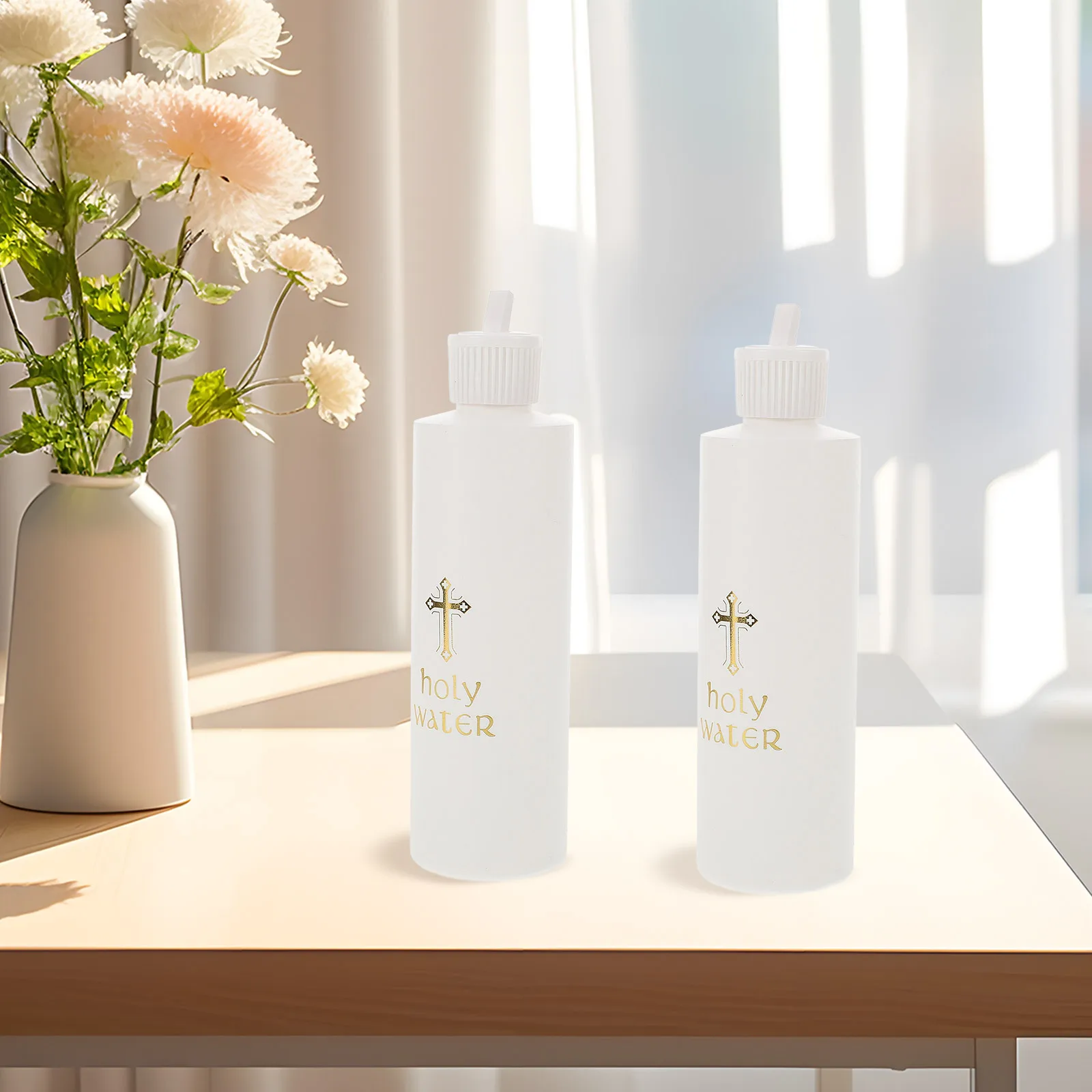 

2pcs Holy Water Bottle Cross Design Catholic Travel Bottle Gold Aesthetic Christian Easter Sprinkler Small Vase For Church Use