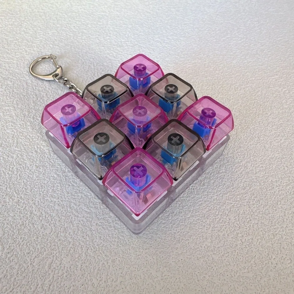 Relaxing 9 Keys Keyboard Keychain Transparent Key Button Finger Stress Relief Pass The Time Pinch
