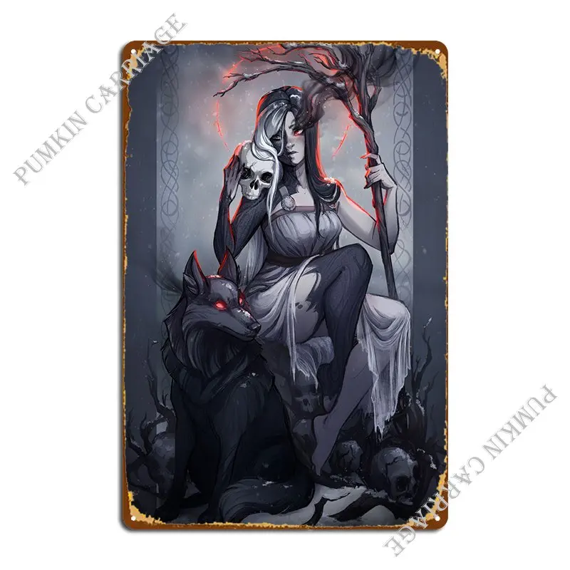 Norse Goddess Hel Metal Sign Plates Decoration Custom Wall Plaque Tin Sign Poster