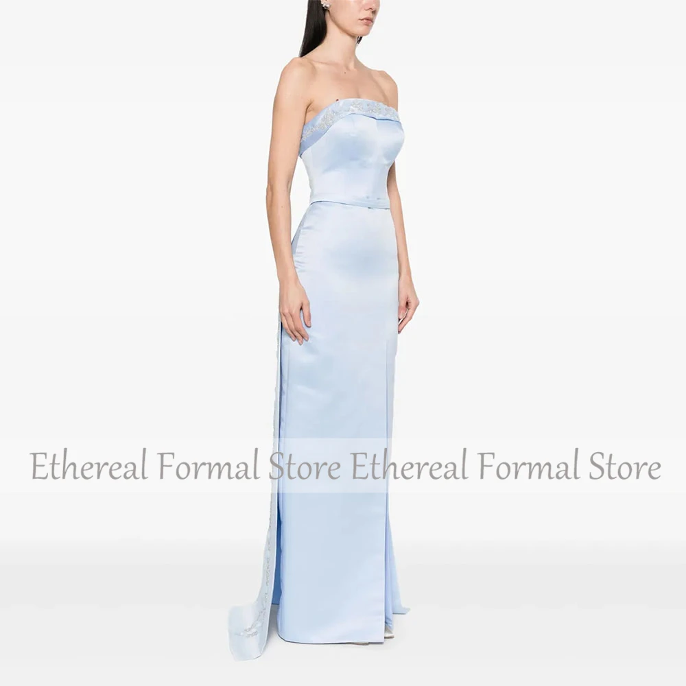 Vestido de noche moderno para mujer, vestido de fiesta Formal hasta el tobillo de sirena con cuello redondo y cuentas, vestido saudí sin mangas para graduación