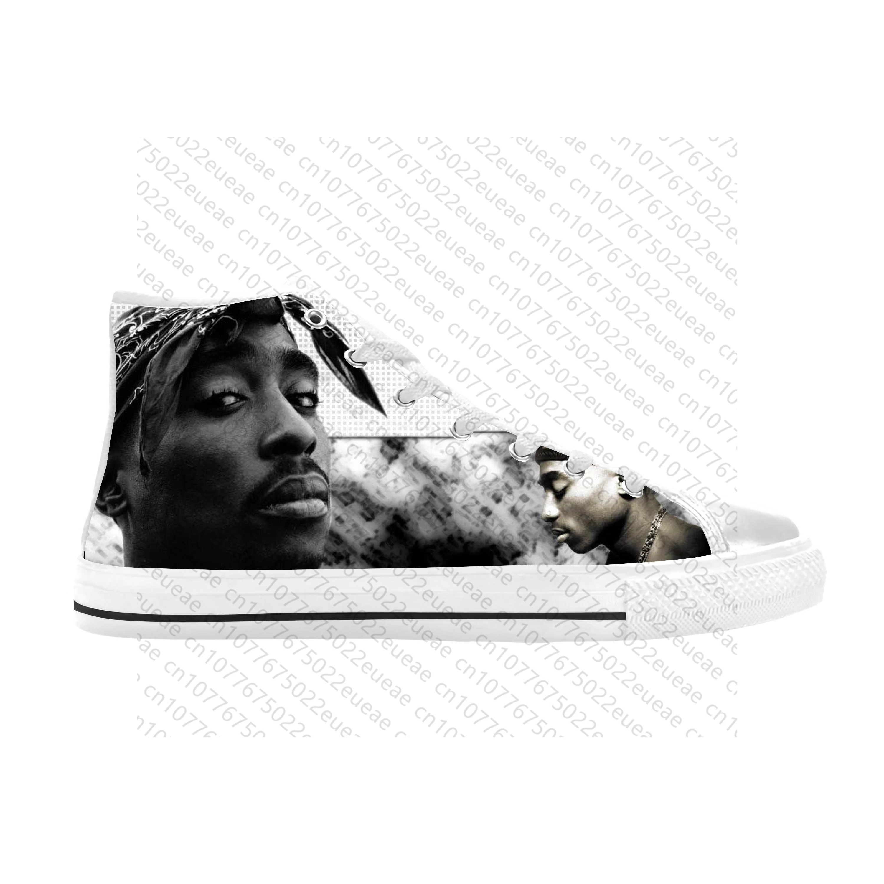 Tupac Hip Hop Rap Rapper 2pac Makaveli Music Rock Casual Cloth Shoes High Top Comfortable Breathable 3D Print Men Women Sneakers