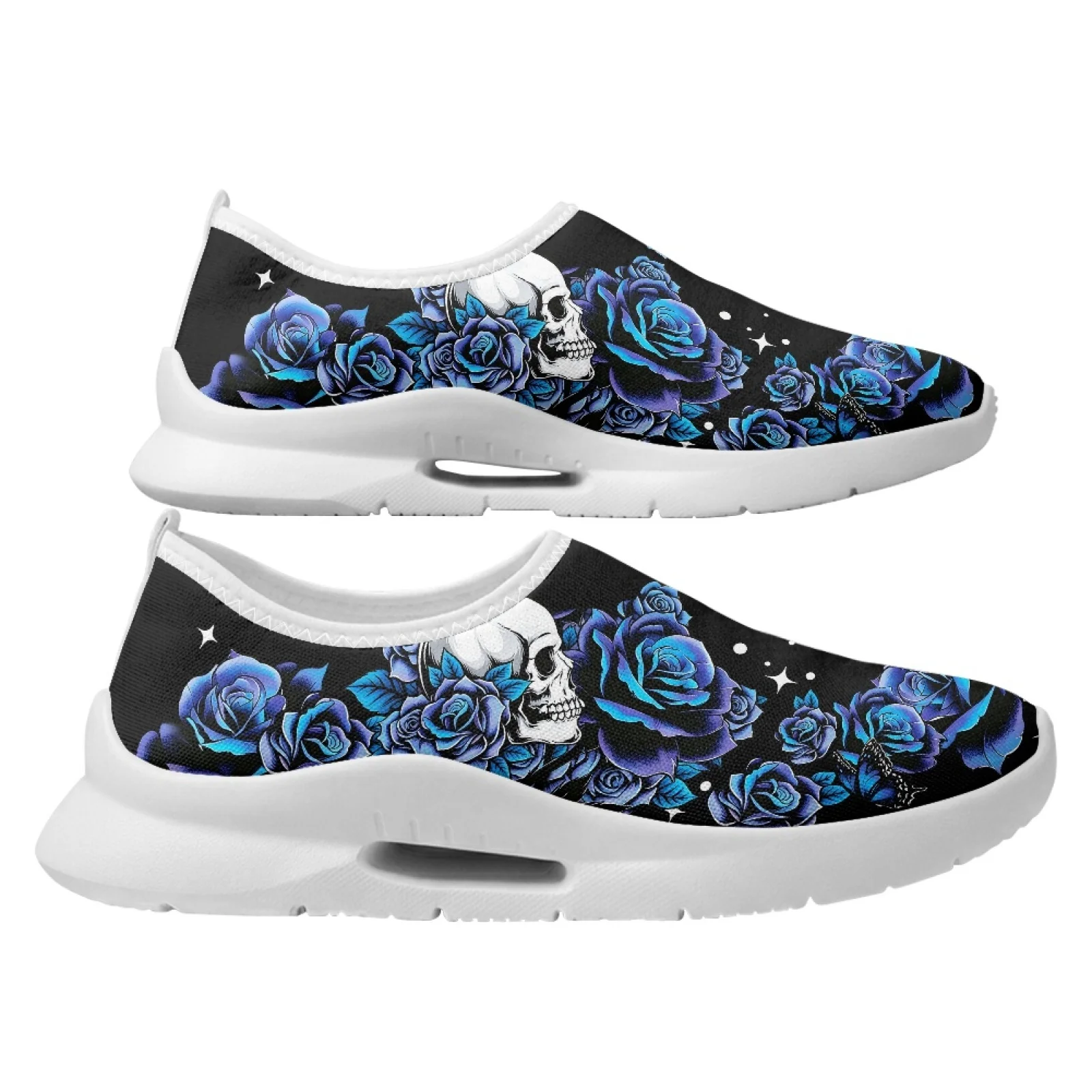 PENSTROLL Rose Skull Casual Shoes Nurse Shoes for Women Lightweight Breathable Low-top Fashion Sneakers - view 4