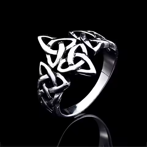 Norse Viking Triquetra Celtics Knot Silver Color Ring Men Women Stainless Steel Ring Irish Celtics Jewelry Anniversary Gift