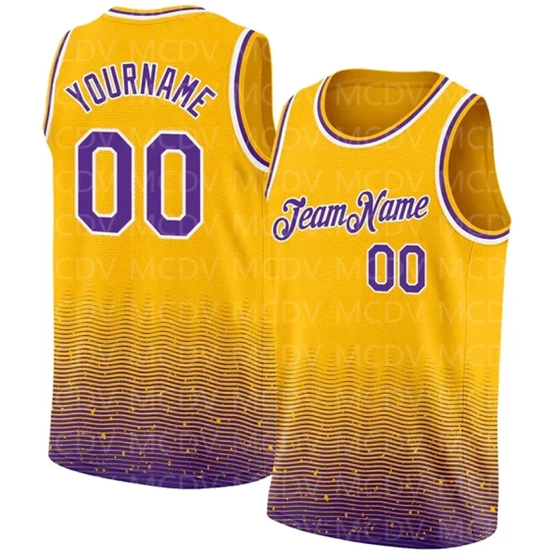 

Custom Gold Purple-White Fade Fashion Authentic City Edition 3D Print Team Name Number Vest Game Practice Clothes Adult/Youth