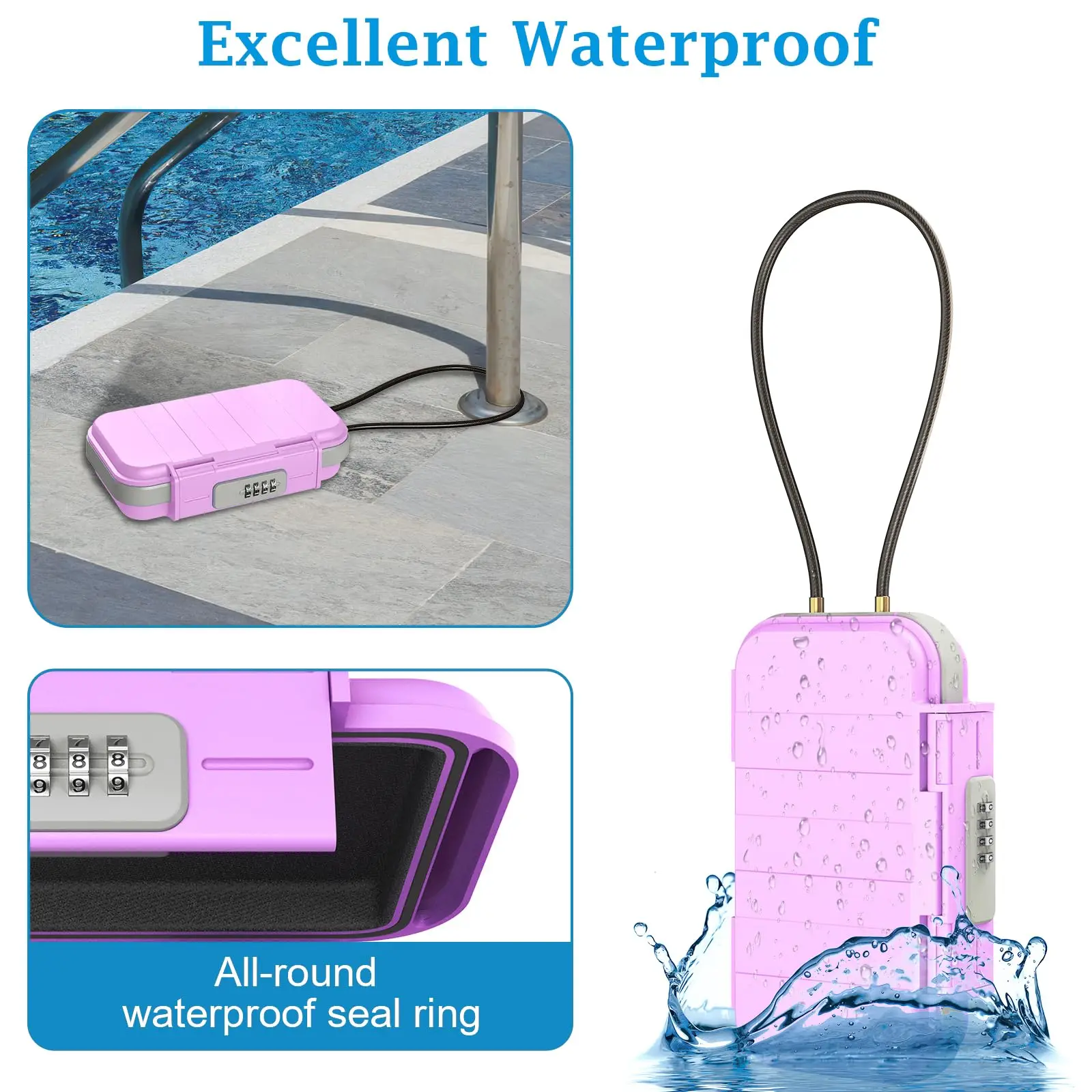 Portable Safe Box Combination Lock with Code Waterproof Anti-Theft Travel Safe with Removable Chain Portable Lock Box for Home