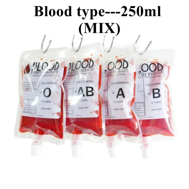 

20PCS 250ml Beverage Halloween Vampire Blood-sucking Mouth Plastic Bag DIY Party Blood Plasma Bar Drinking Juice Beer Pouches