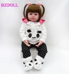 BZDOLL Soft Silicone Reborn Doll Baby 19inch 48cm Lifelike Newborn Babies Panda Toy for Girl Birthday Gift