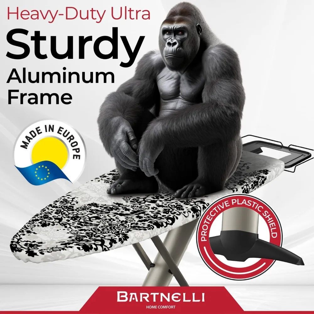 لوح كي بارتنيلي برو الفاخر - مسند حديد بخاري عريض للغاية مقاس 62 × 19 بوصة، ارتفاع قابل للتعديل، ساق على شكل حرف T قابلة للطي، صناعة أوروبية #4