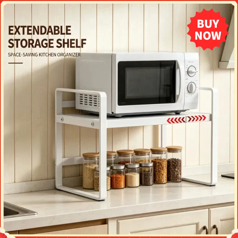 Multi Level Expandable Kitchen Cabinet Rack Layered Storage Organizer Space Saving for Seasonings Dishes Home Use