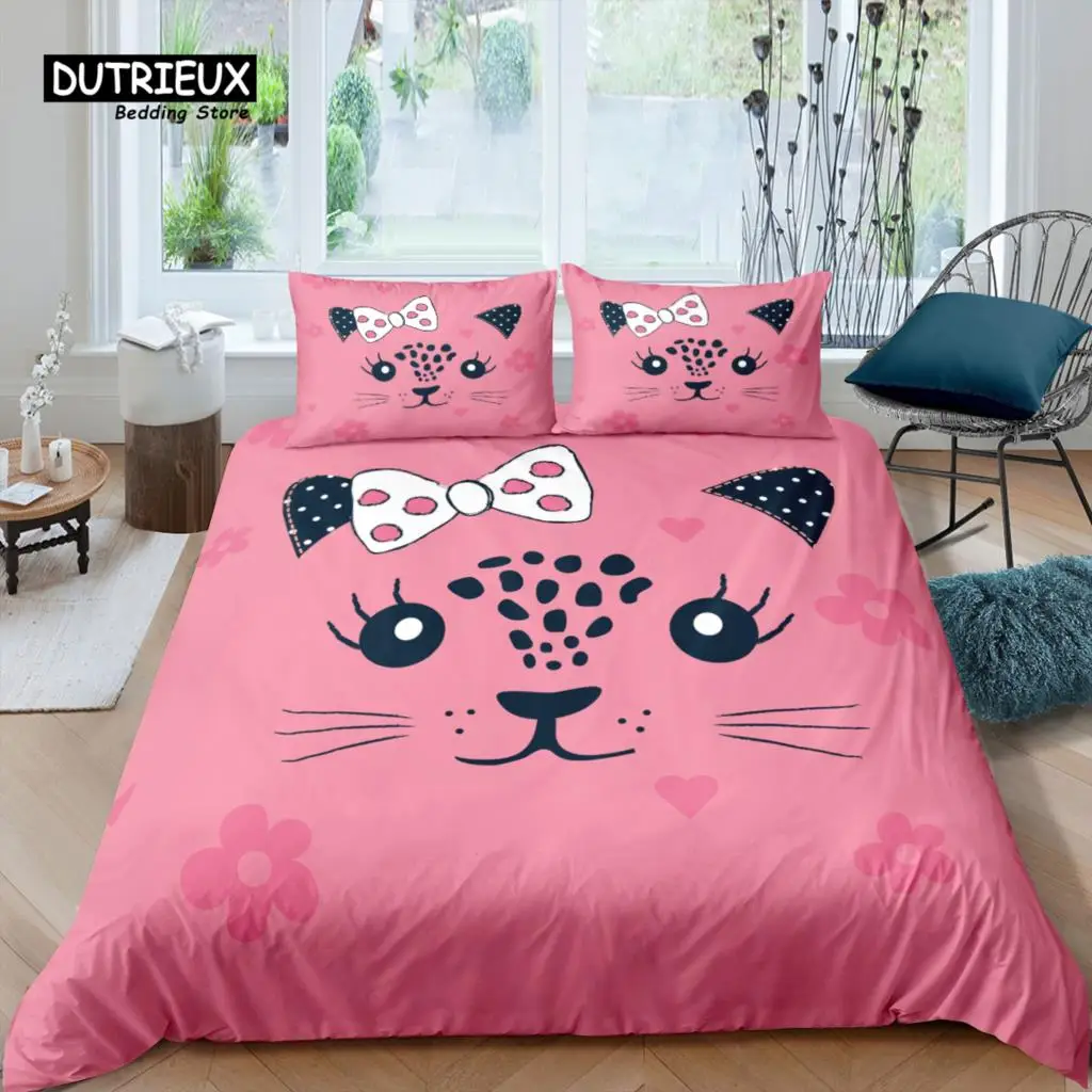 

Home Living Luxury Cartoon Cat Bedding Set Hearts Duvet Cover Pillowcase Queen and King EU/US/AU/UK Size Comforter Bedding