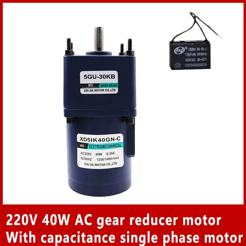 

220V 40W AC gear reducer motor With capacitance single phase motor fixed speed small motor