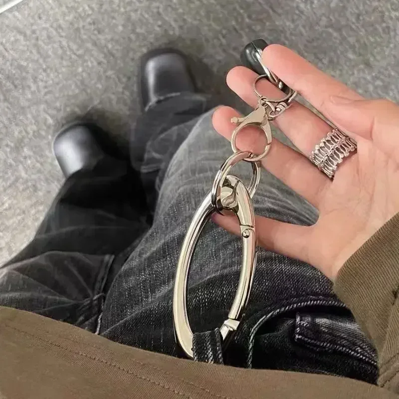 금속 필수 벨트 아이콘 Carabiner 허리 매달려 키 체인 타원형 벨트 버클 커플 슬리버 여성 남성 가방 허리 펜던트 액세서리