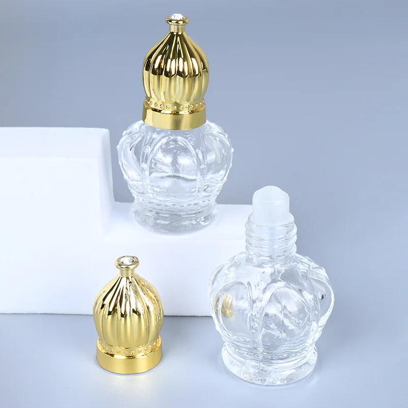 100 Stuks 6 Ml 15 Ml Glazen Roll Op Fles Met Gouden Deksel Voor Essentiële Oliën Hervulbare Parfumflesjes met Glazen Roller Ball