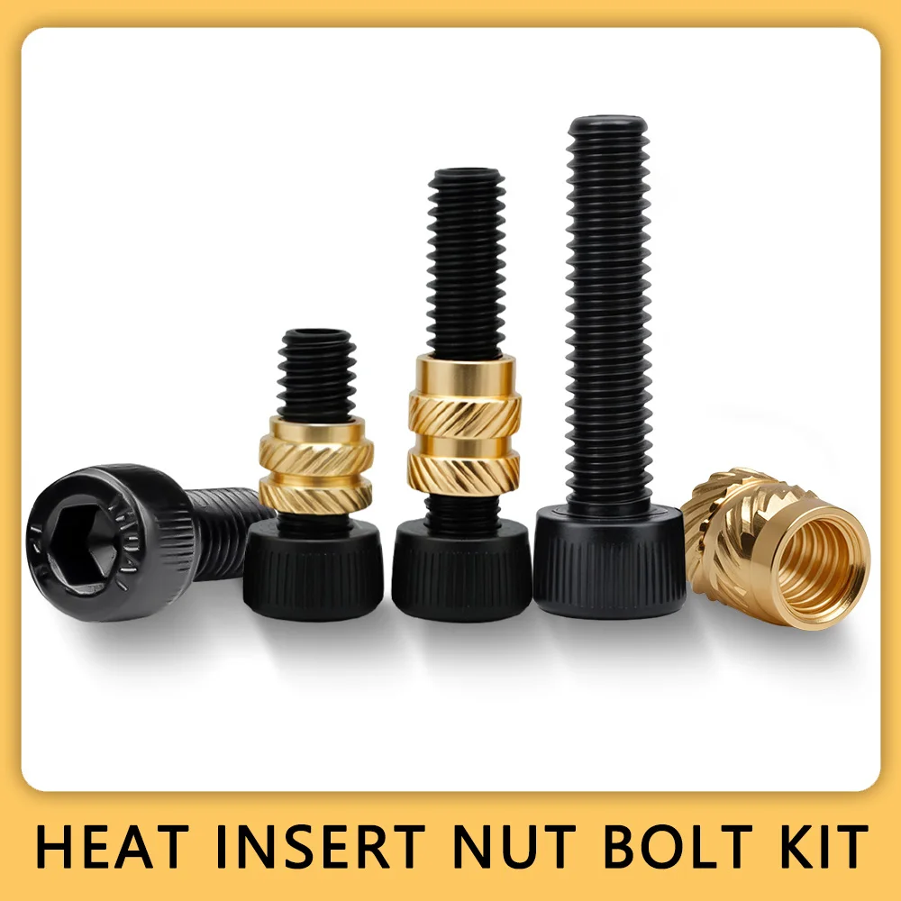 Brass Insert Nut Screw Kit Holt Melt 3D Printer Insertion Bolt Set Heat Molding Injection Embedment Nuts M2 M2.5 M3 M4 M5 M6