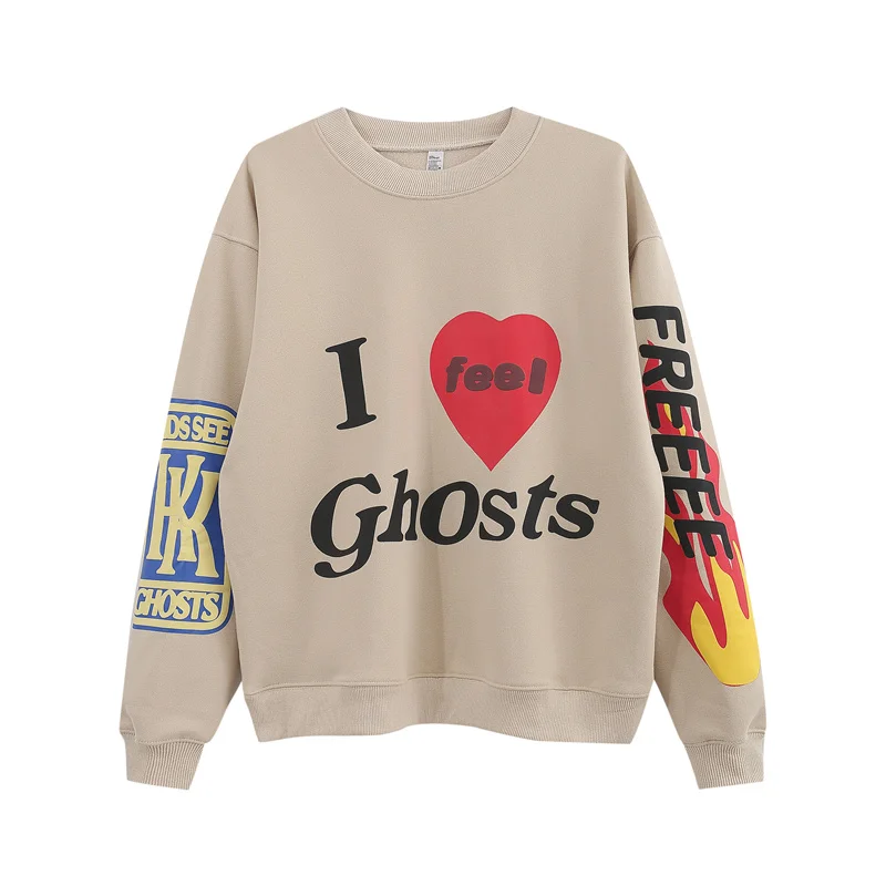 

Kanye Kids See Ghosts Sweatshirt Pullover Best Quality 3D Foam Logo Mens Womens Thickened Cotton Fleece Long Sleeve T-Shirt