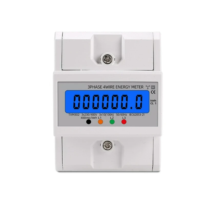 4P Mini 3‑Phase 4‑Wire Din‑rail Smart Energy Meter 380V Multifunction Power Detector