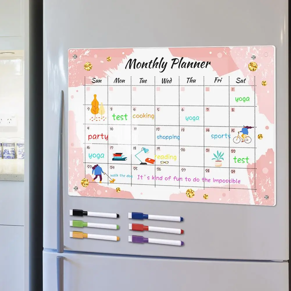 Durable Acrylic Board Organizational Magnetic Stickers Transparent Acrylic Weekly Planner Message Board for Smooth Writing