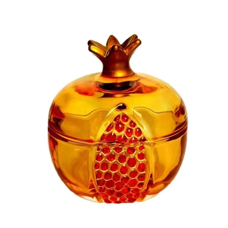Colorful candy jar, pomegranate glass candy jar with lid for storing snacks, candy box jar, home decoration