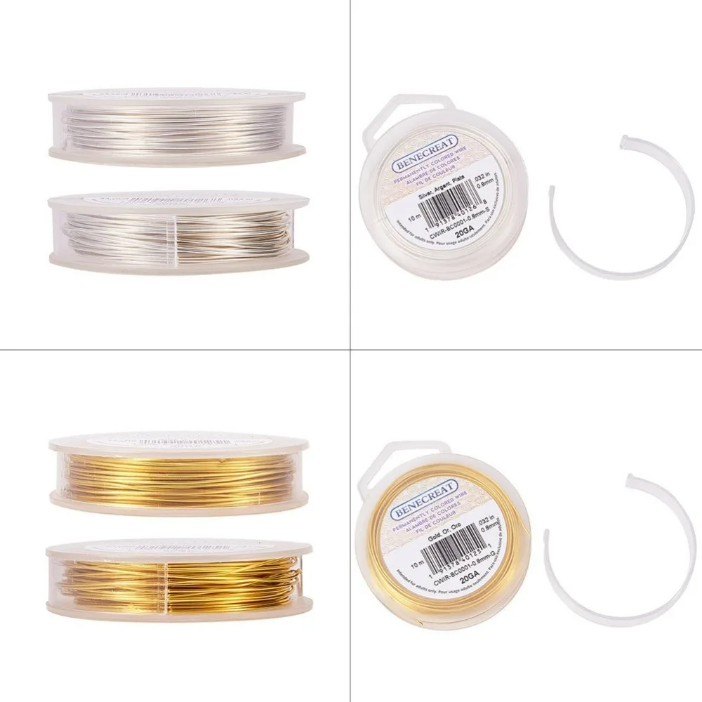 2 Rolls 20-Gauge Tarnish Resistant Silver/Gold Coil Wire 66-Feet/22-Yard in Total Making Kit