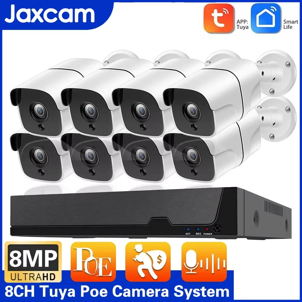 

TUYA SmartLife Home 4K 8MP POE Motion Detection 3.6mm IP Camera System P2P Audio Record Waterproof Outdoor NVR CCTV Video Record
