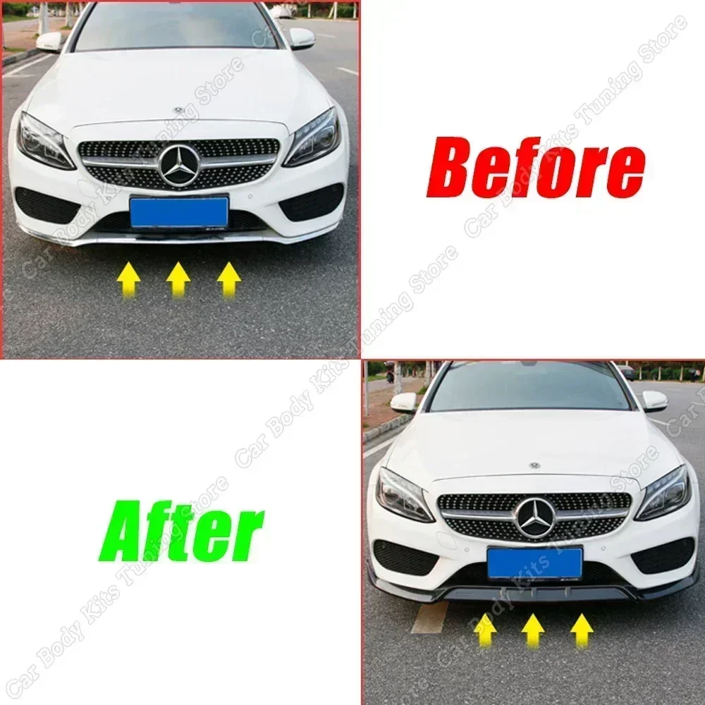 Car Front Bumper Lip Splitter Diffuser Spoiler Guard for Mercedes Benz C Class W205 C300 C160 C200 C350e C260 C200 2015-2018