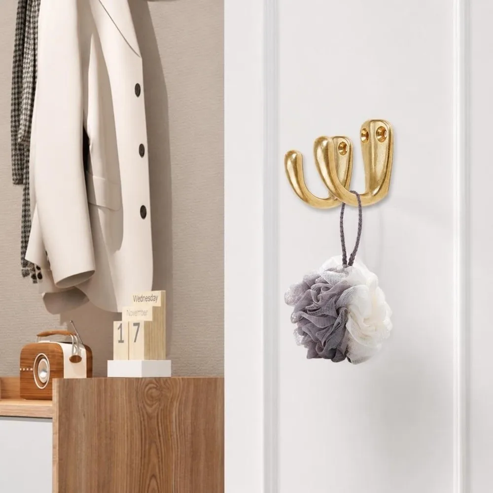 Classic Brass Wall Mounted Hook Heavy-Duty Drilled Coat Robe Hook Retro Durable Vintage Hanger Bathroom Kitchen