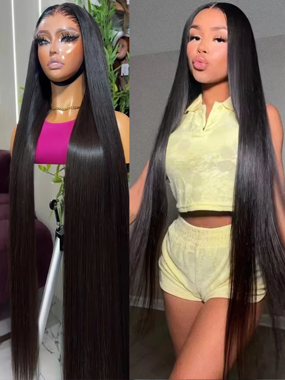 

46 Inch Lace Front Wigs Human Hair 200 Density 13x6 HD Lace Frontal Wigs Human Hair Pre Plucked Wigs for Women Natural Hairline