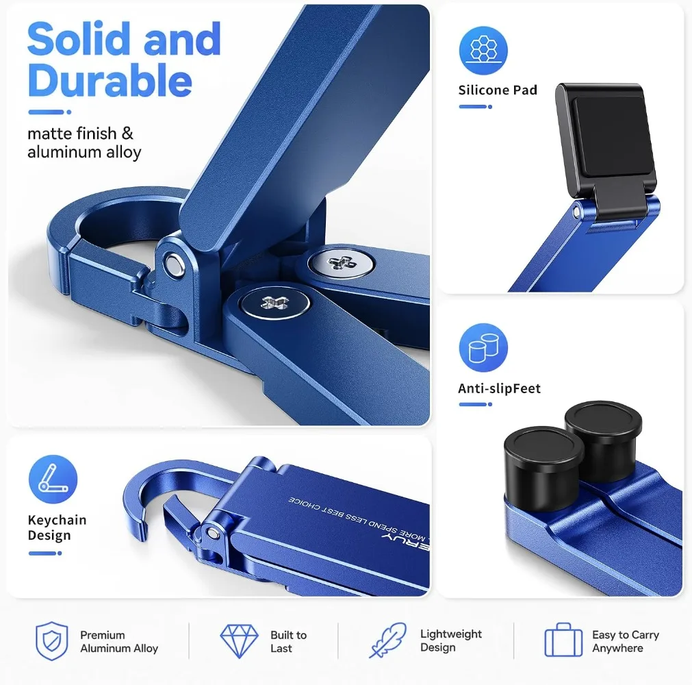 2pcs Foldable Phone Stand Spring Buckle Keychain Portable Travel Hands Free Holder For Smartphone Video Binge Watching - view 6
