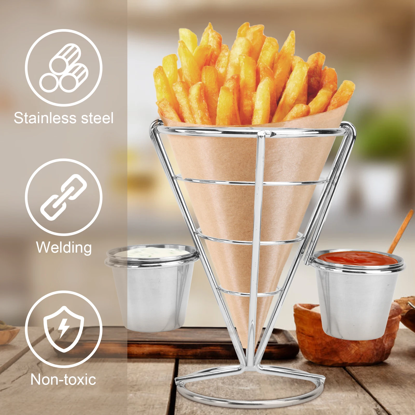 

Fried Chicken Stainless Steel Kitchen Utensil St Snack Basket French Fries Cup Stainless Steel Kitchen Utensil Food Cone